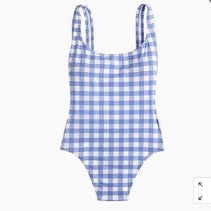 NWT JCrew Scoopback One Piece Swimsuit in Oversized Matte Gingham Wisteria